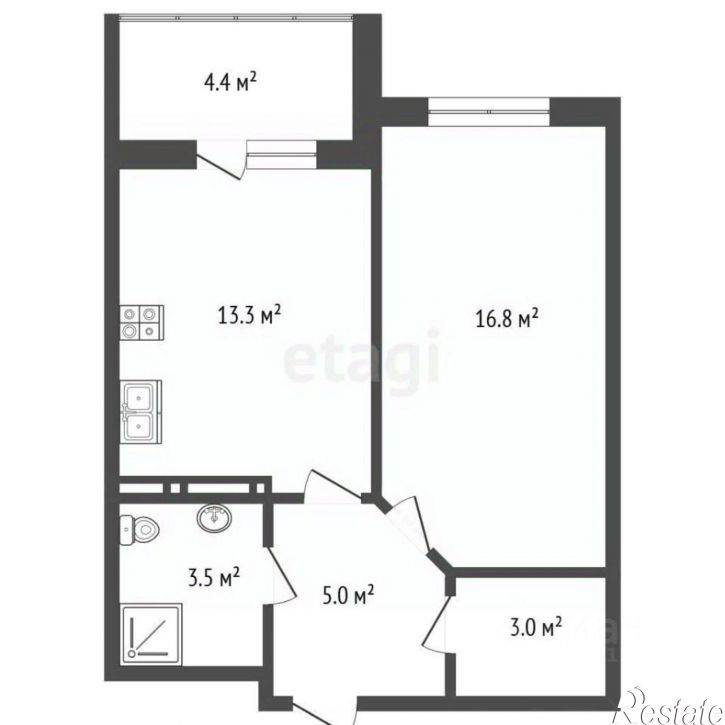 1-комн квартира ул Парковая, 61 2,  д. 61 2,  к. 2