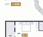1-комн, 29 кв м, этаж 8/9 курорт Лучи