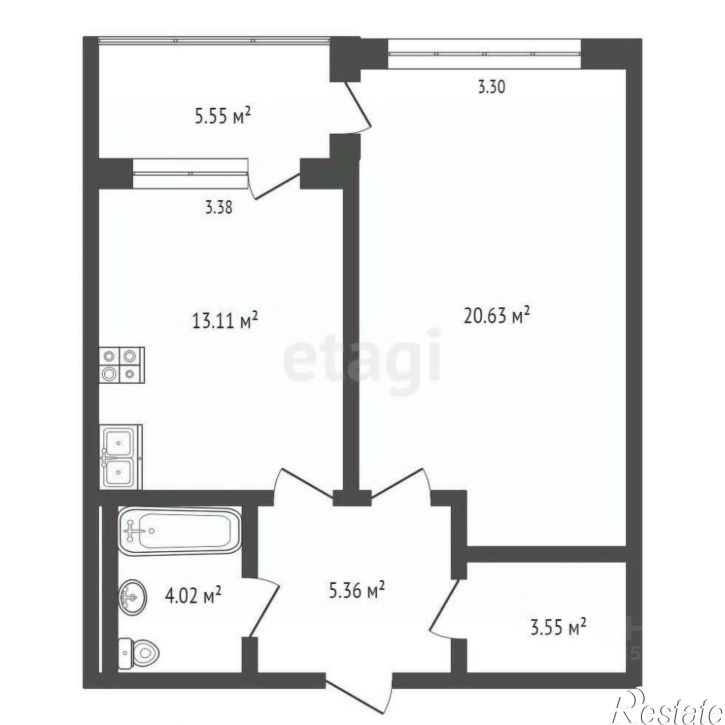 1-комн квартира пр-д Золотой берег, 2Е,  д. 2Е