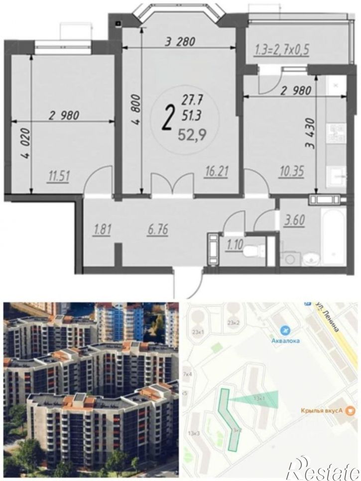 2-комн квартира ул Крылова, 13 2,  д. 13 2,  к. 2