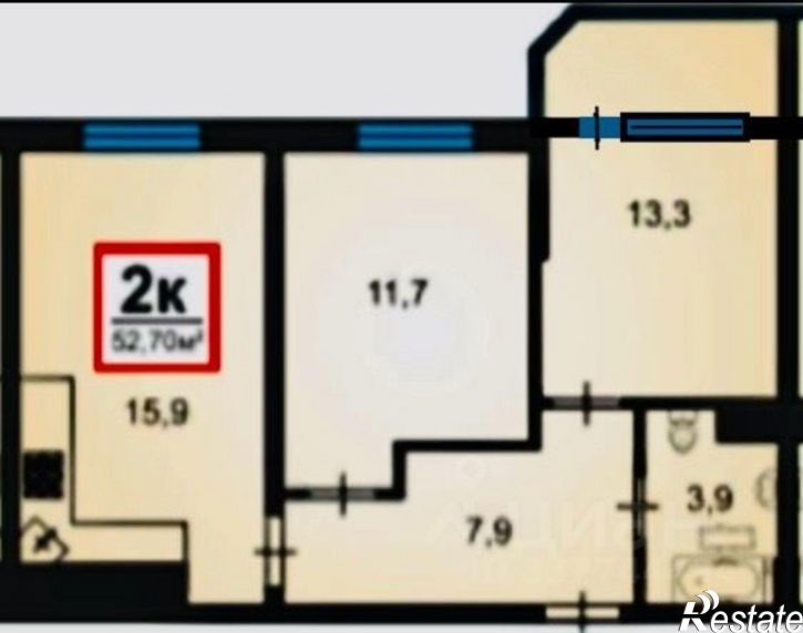 2-комн квартира Анапское шоссе, 30 3,  д. 30 3,  к. 3