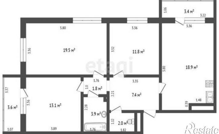3-комн квартира ул Адмирала Пустошкина, 22 8,  д. 22 8,  к. 8