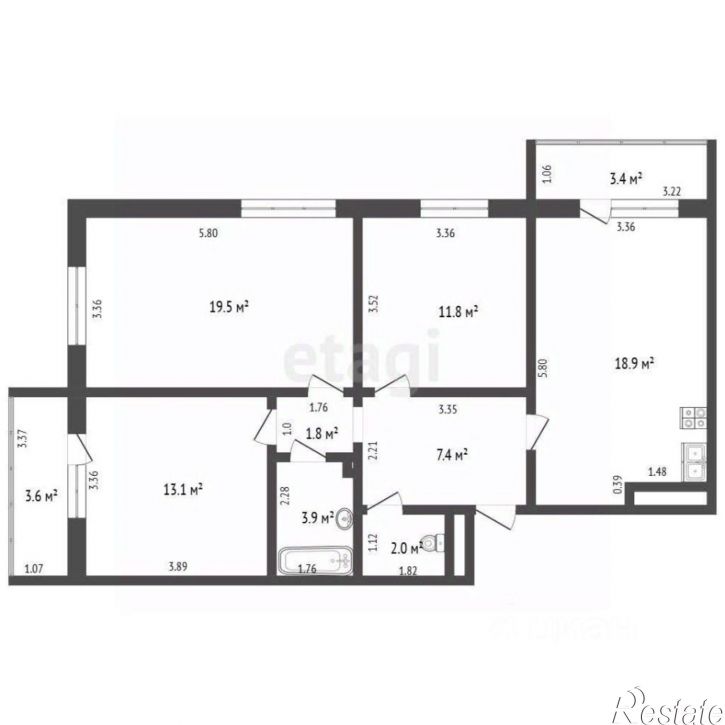3-комн квартира ул Адмирала Пустошкина, 22 8,  д. 22 8,  к. 8