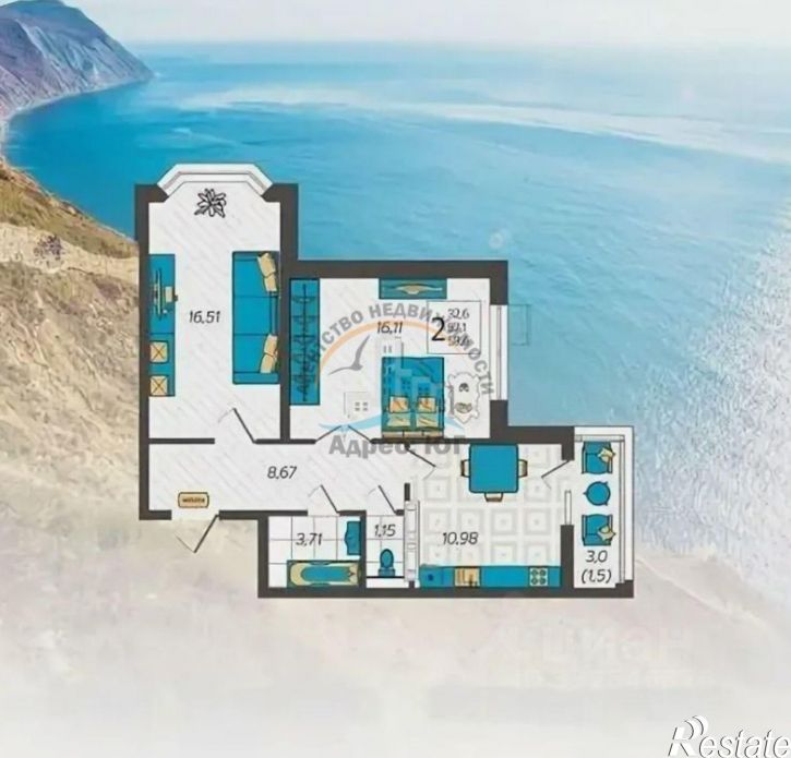 2-комн квартира ул Крылова, 8,  д. 8