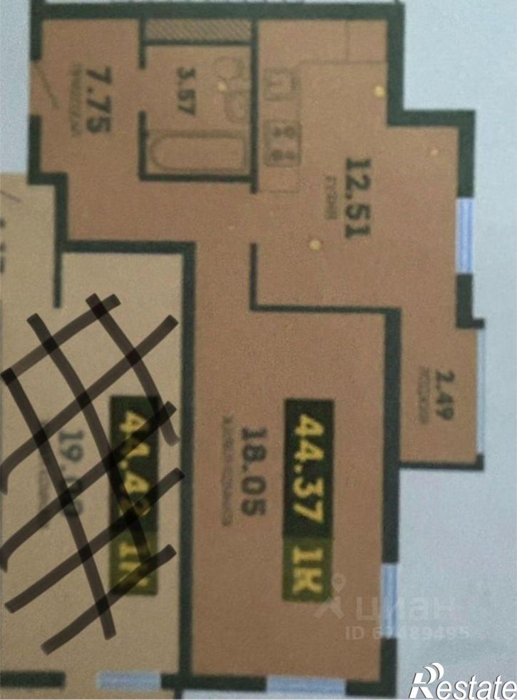 1-комн квартира Пионерский пр-кт, 57 3,  д. 57 3,  к. 3