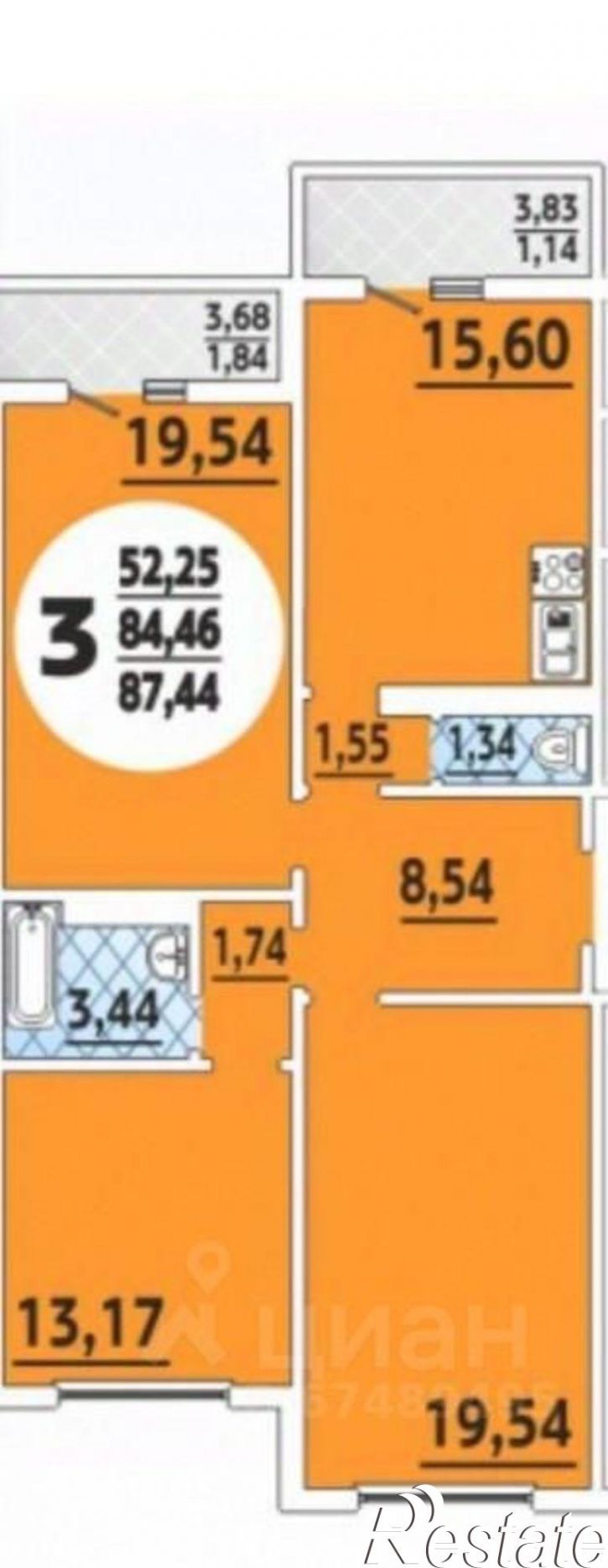 3-комн квартира ул Адмирала Пустошкина, 22 11,  д. 22 11,  к. 11