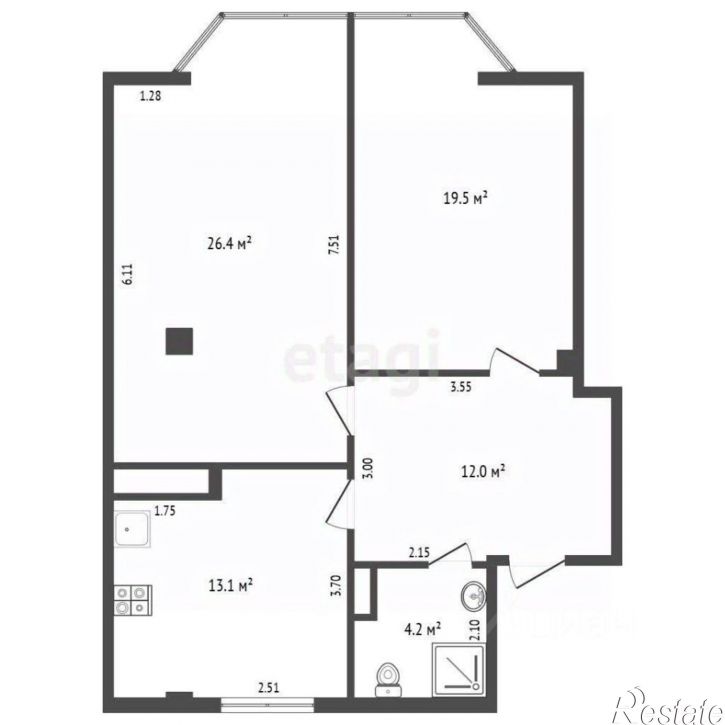 2-комн квартира ул Маяковского, 5,  д. 5