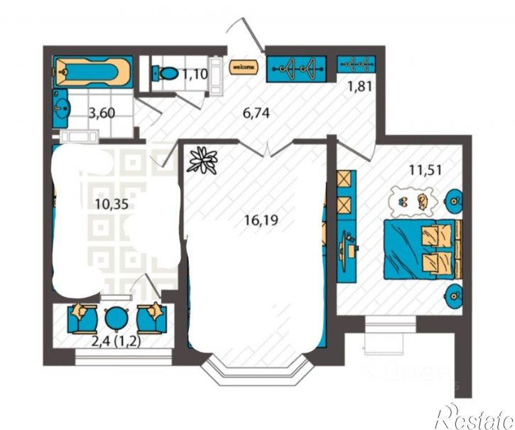 2-комн квартира ул Крылова, 13 2,  д. 13 2,  к. 2