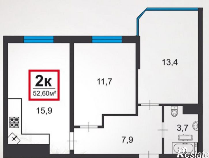 2-комн квартира Анапское шоссе, 30к3