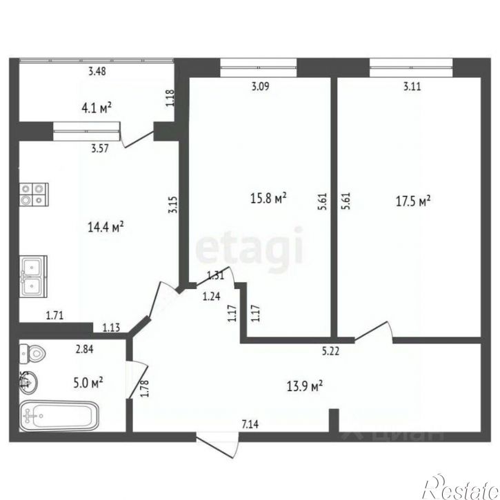 2-комн квартира Супсехское шоссе, 4 3,  д. 4 3,  к. 3
