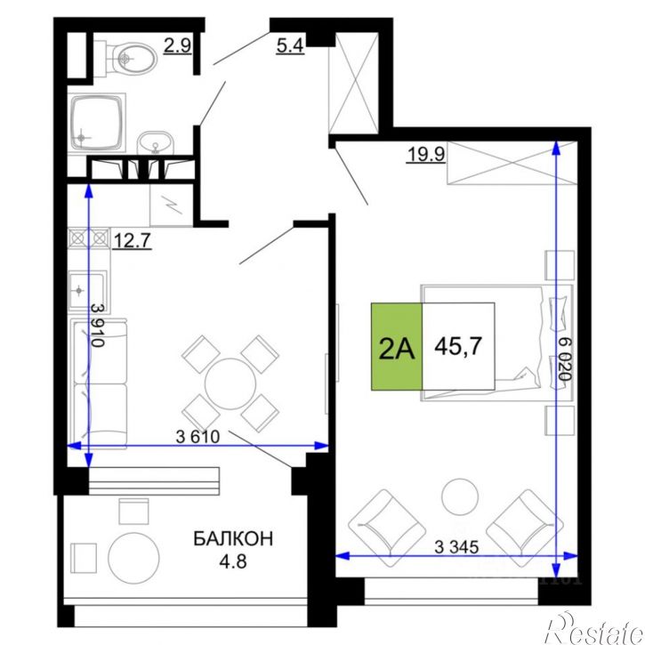 2-комн квартира в новом доме ул Дружбы, 11,  д. 11