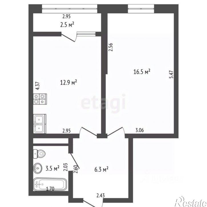 1-комн квартира улица Толстого, 130 к2,  д. 130 к2