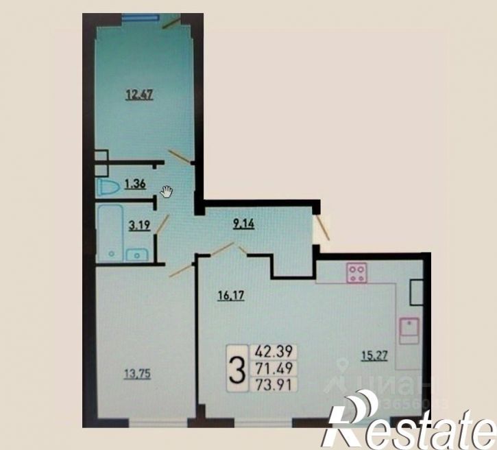 3-комн квартира Объездная улица, 39 к2,  д. 39 к2