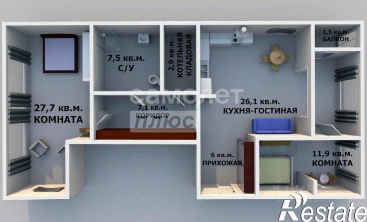3-комн квартира улица Шевченко, 65,  д. 65