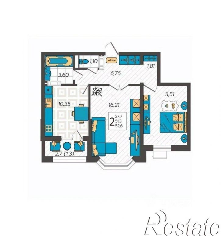2-комн квартира улица Крылова, 13 к3,  д. 13 к3