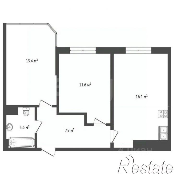 2-комн квартира Анапское шоссе, 32 к4,  д. 32 к4