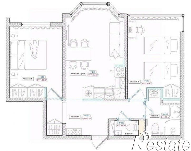 2-комн квартира улица Крылова, 13 к2,  д. 13 к2
