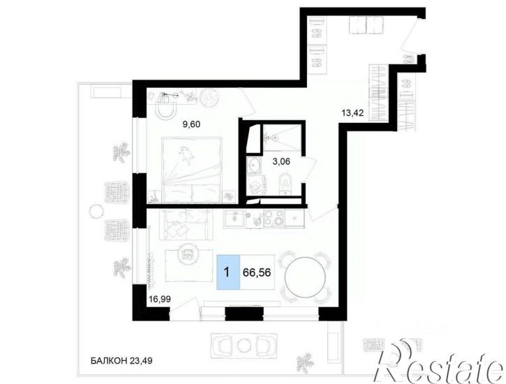 2-комн квартира в новом доме Пионерский проспект, 32Г,  д. 32Г