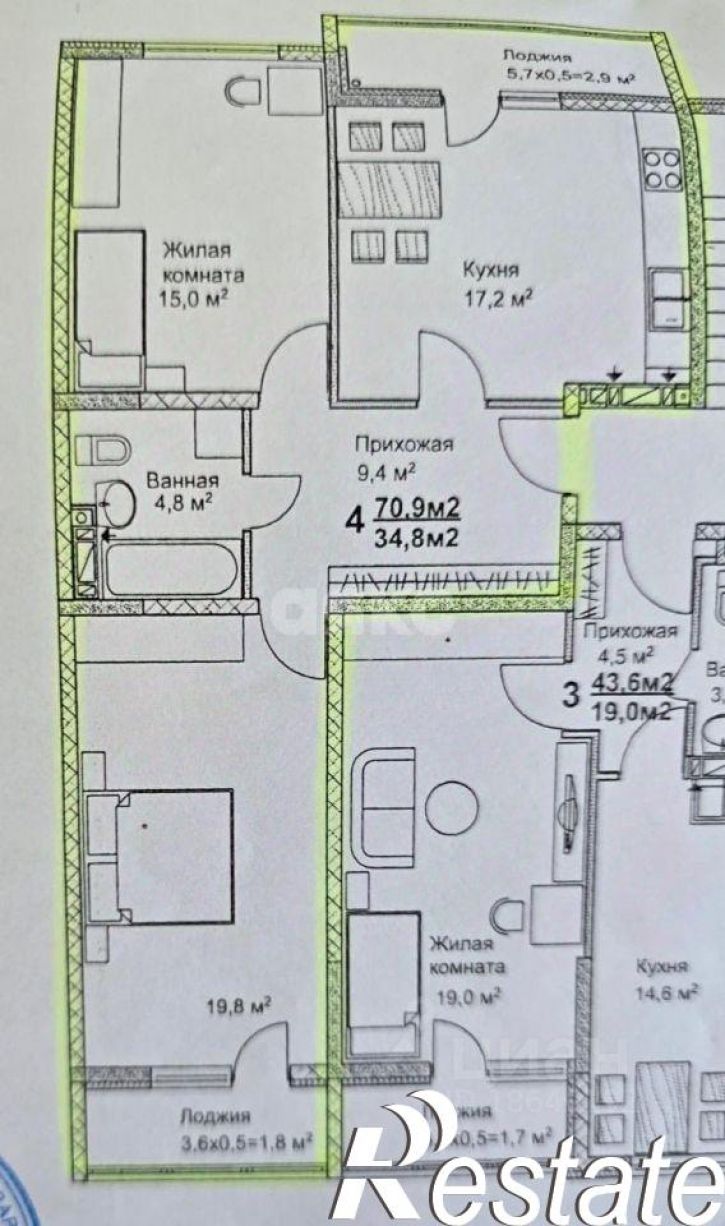 2-комн квартира Пионерский проспект, 255/2 к5,  д. 255/2 к5
