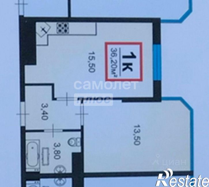 1-комн квартира Анапское шоссе, 32 к4,  д. 32 к4