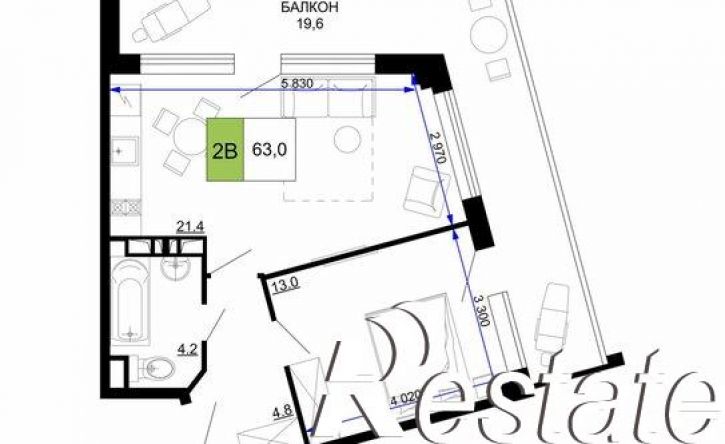 2-комн квартира в новом доме Пионерский проспект, 36К,  д. 36К