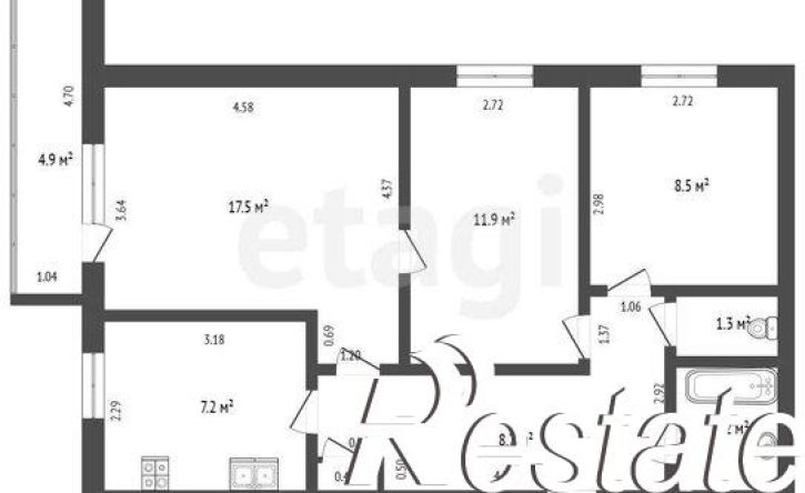 3-комн квартира Первомайская улица, 26,  д. 26
